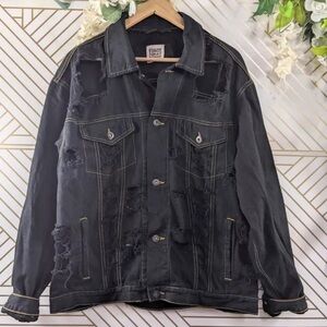 Furst of a kind distressed denim black jacket size M urban outfitters